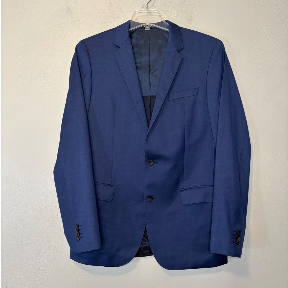 Hugo Boss Blazer Mens 40R Blue Guabello Super 120s Wool Sport Coat Jacket Italy